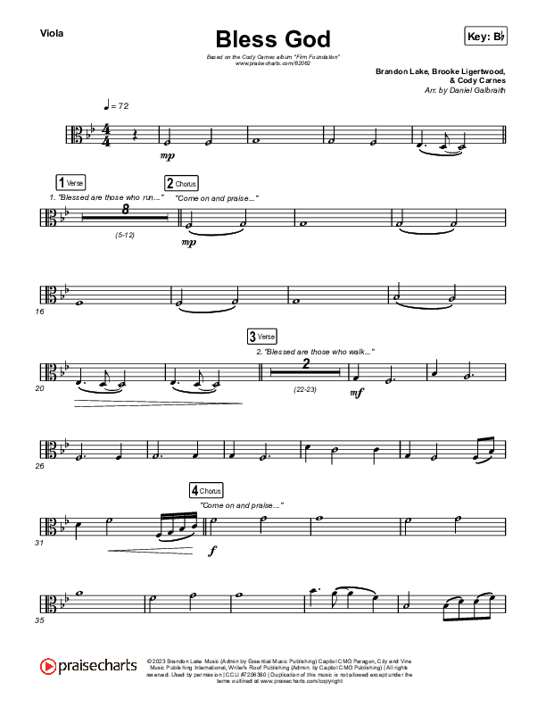 Bless God (Live) Viola (Cody Carnes)