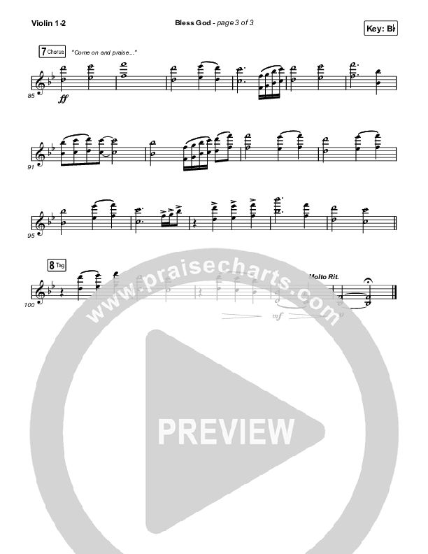 Bless God (Live) Violin 1,2 (Cody Carnes)