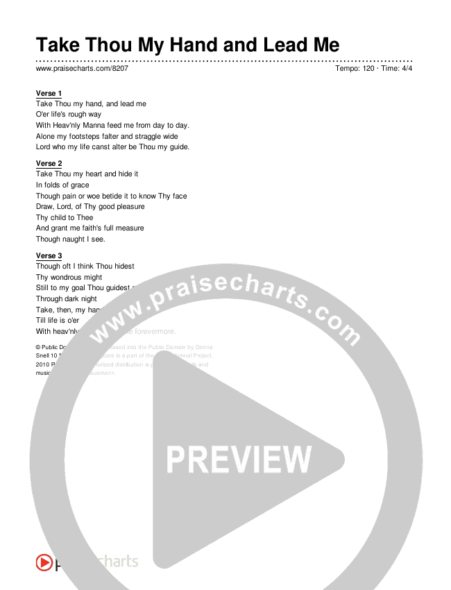 Take Thou My Hand and Lead Me Lyrics (Traditional Hymn)