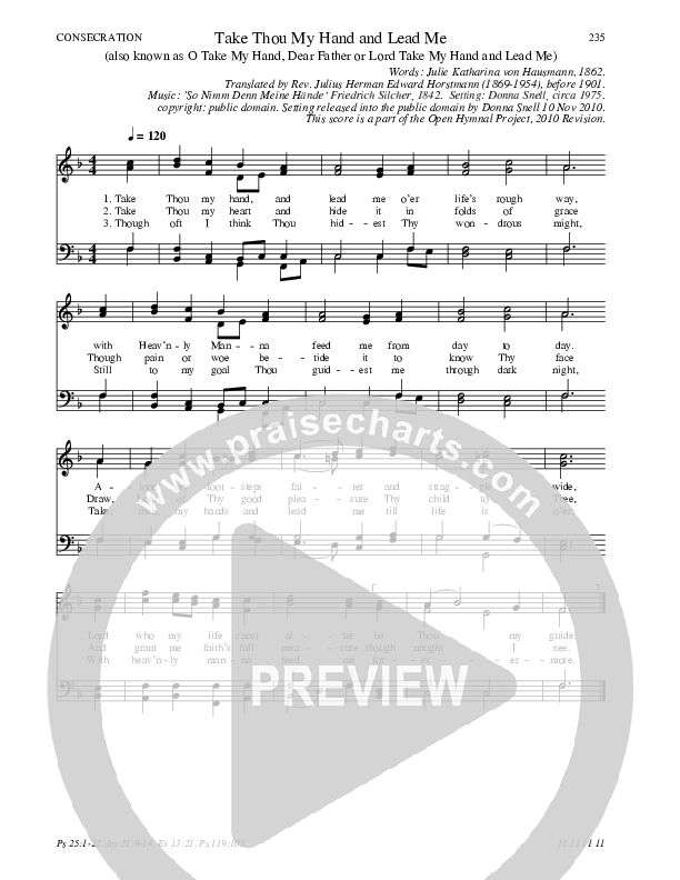 Take Thou My Hand and Lead Me Hymn Sheet (SATB) (Traditional Hymn)