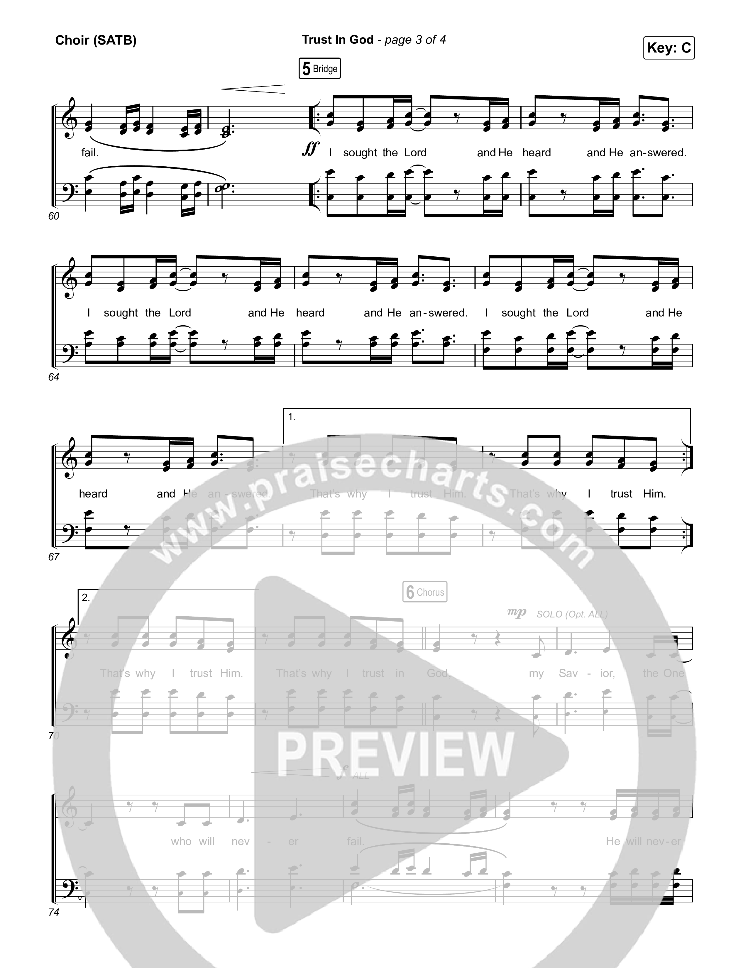 Trust In God (Radio) Choir Sheet (SATB) (Elevation Worship)