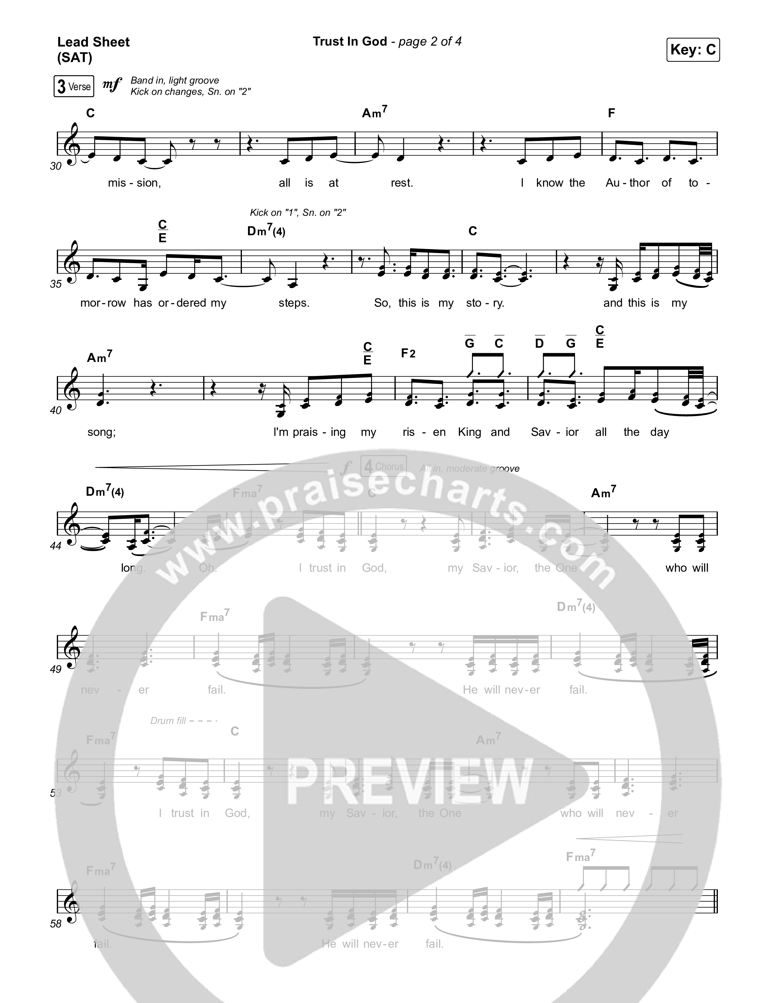 Trust In God (Radio) Lead Sheet (SAT) (Elevation Worship)