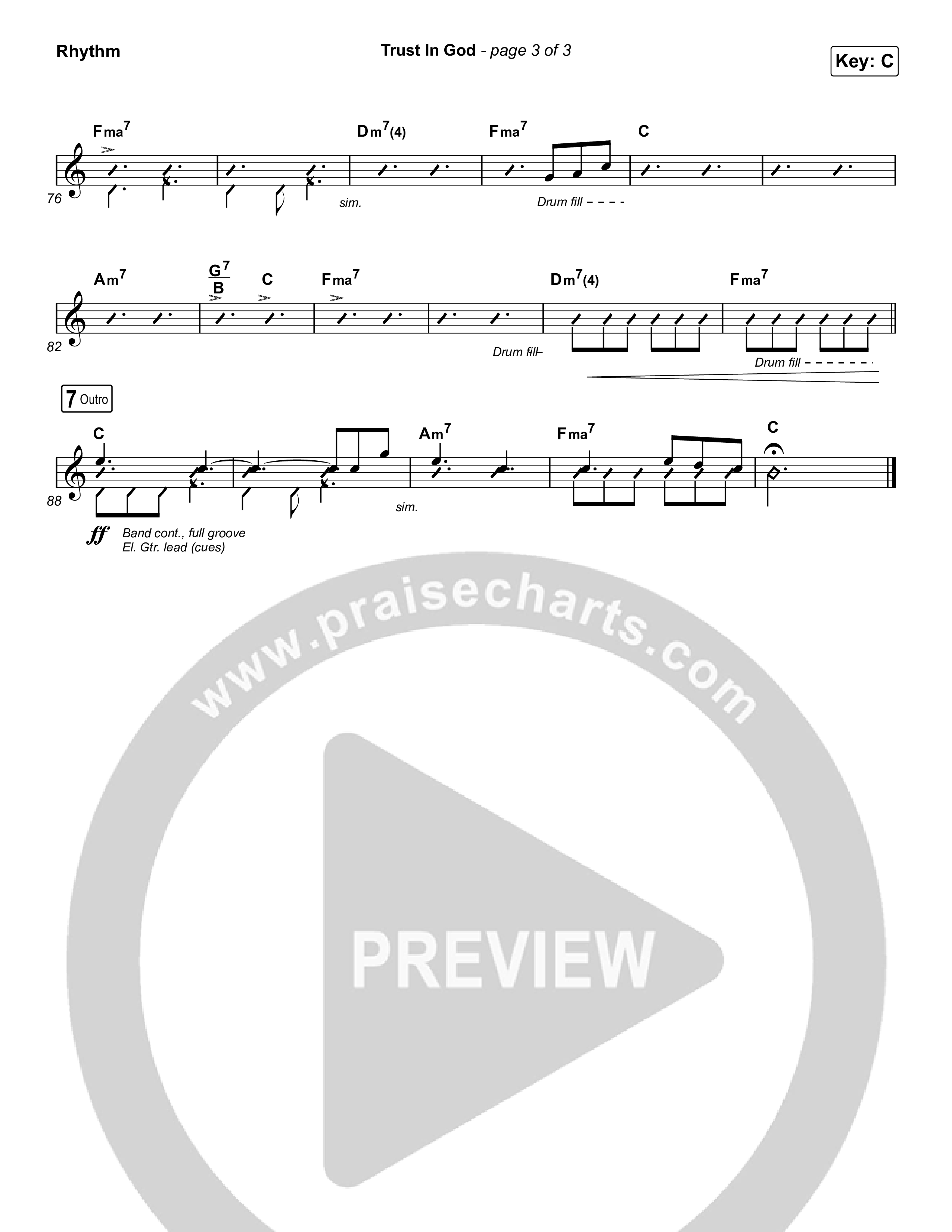 Trust In God (Radio) Rhythm Chart (Elevation Worship)