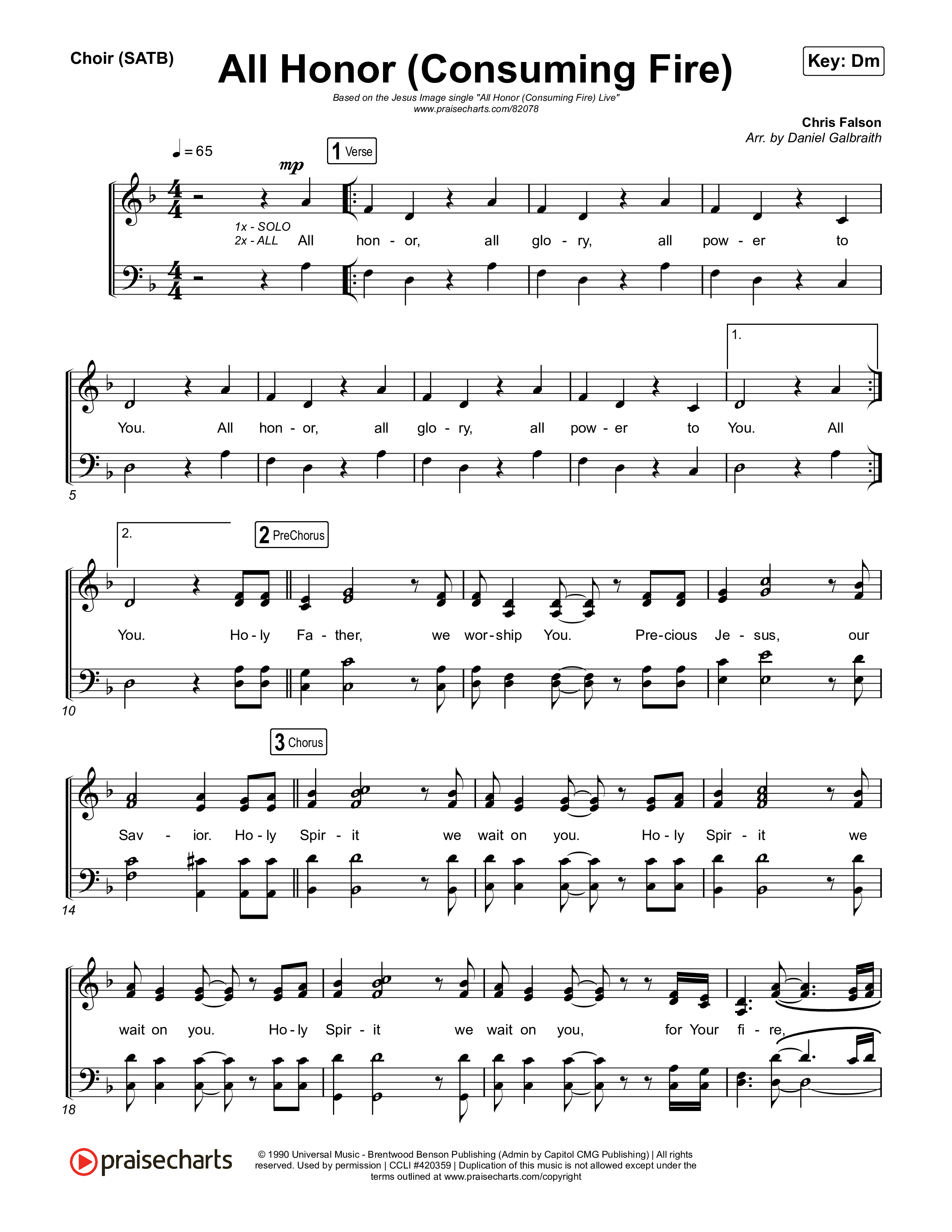 All Honor (Consuming Fire) Choir Sheet (SATB) (Jesus Image)