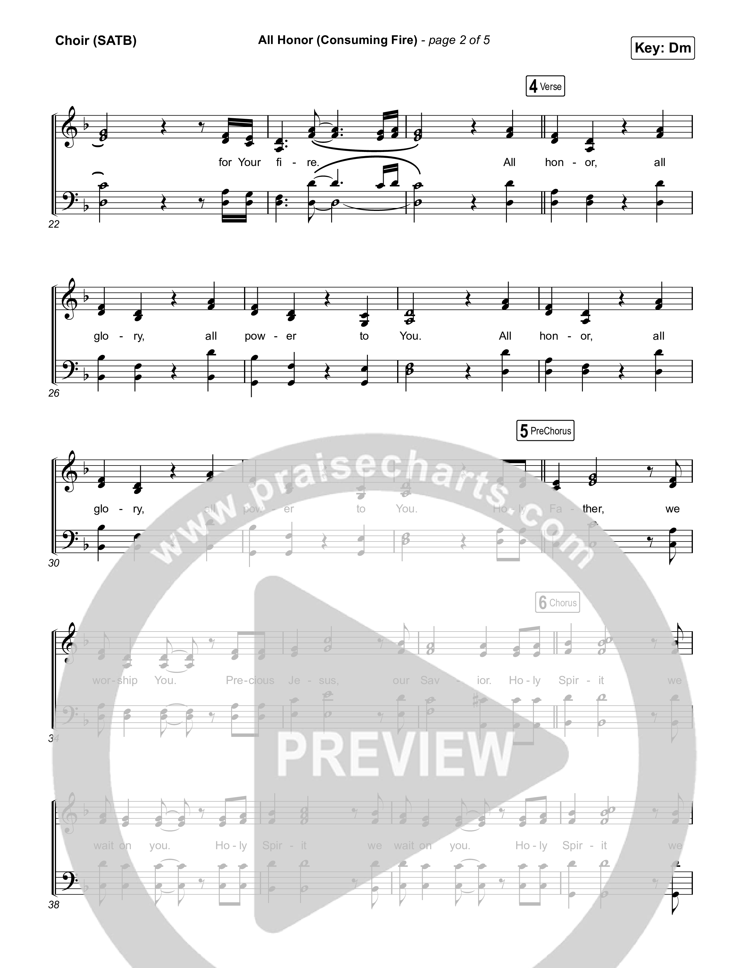 All Honor (Consuming Fire) Choir Sheet (SATB) (Jesus Image)