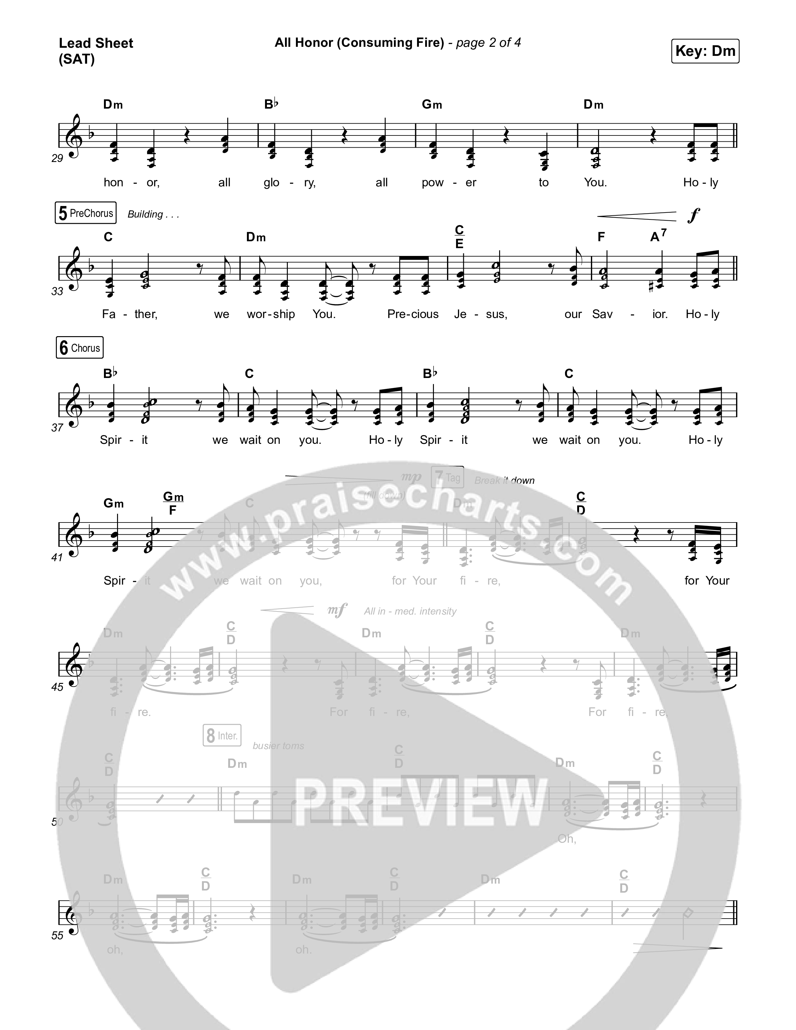 All Honor (Consuming Fire) Lead Sheet (SAT) (Jesus Image)