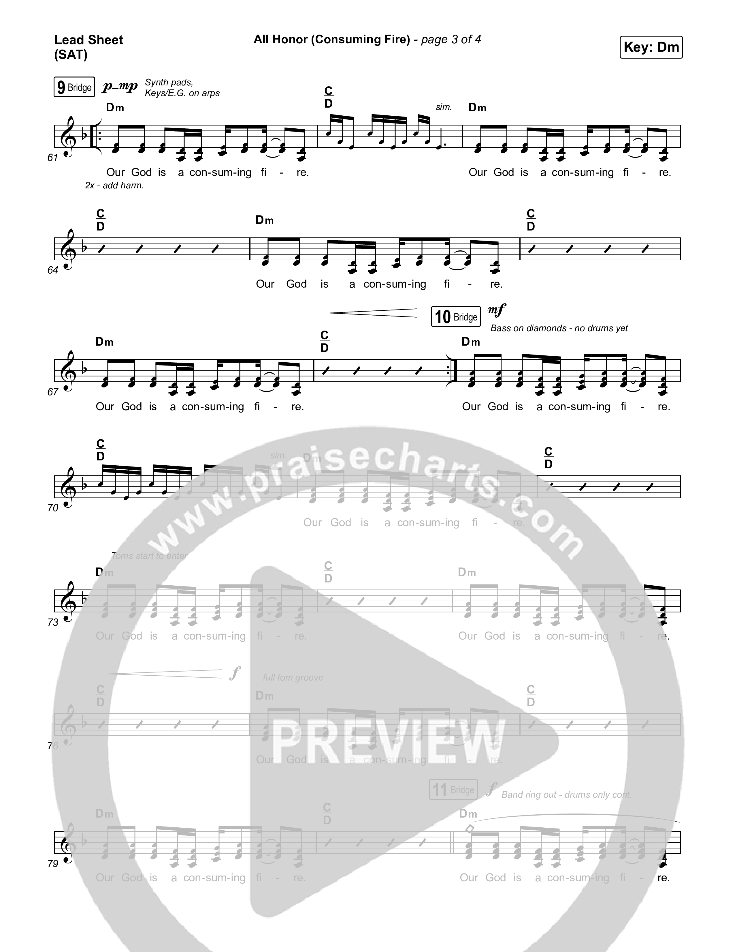 All Honor (Consuming Fire) Lead Sheet (SAT) (Jesus Image)