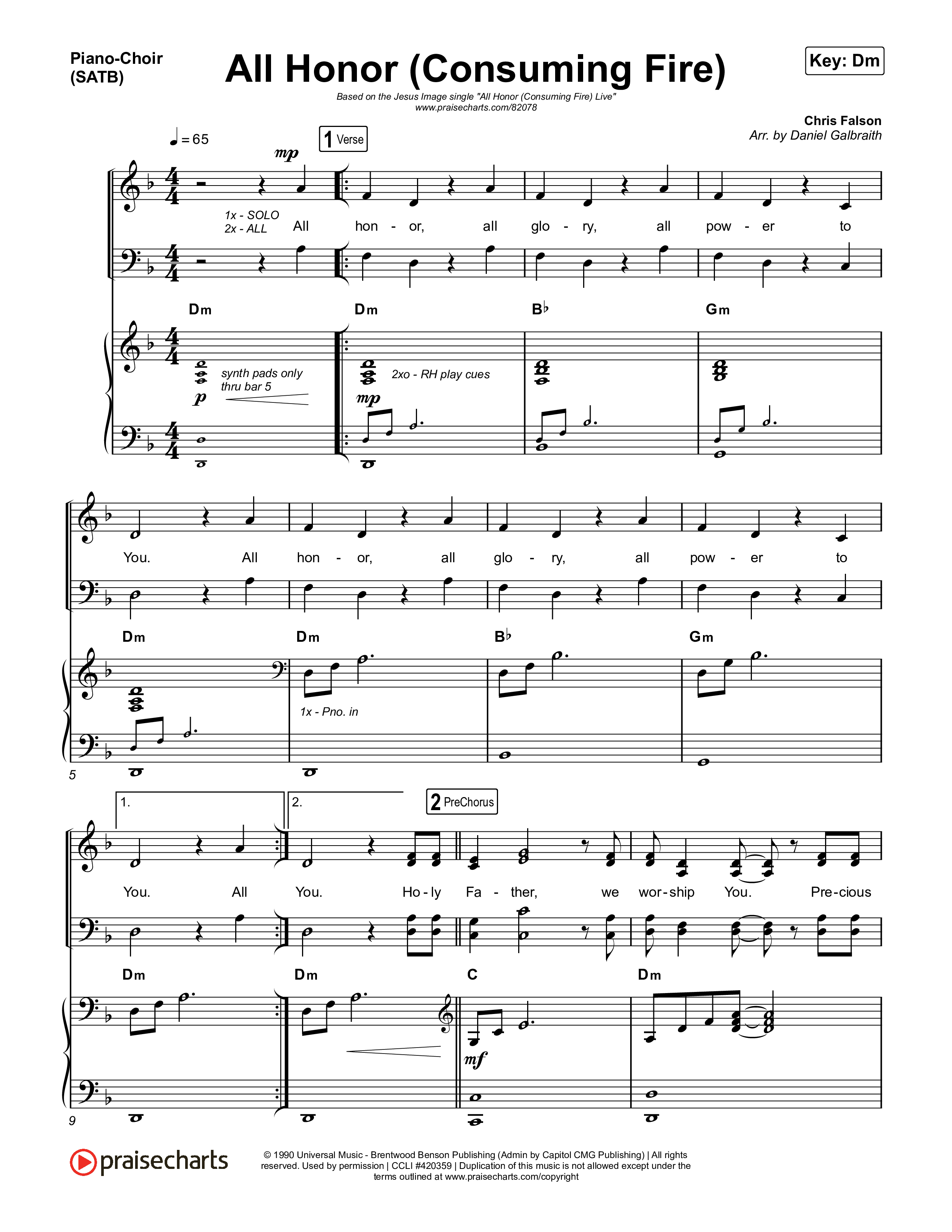 All Honor (Consuming Fire) Piano/Vocal (SATB) (Jesus Image)