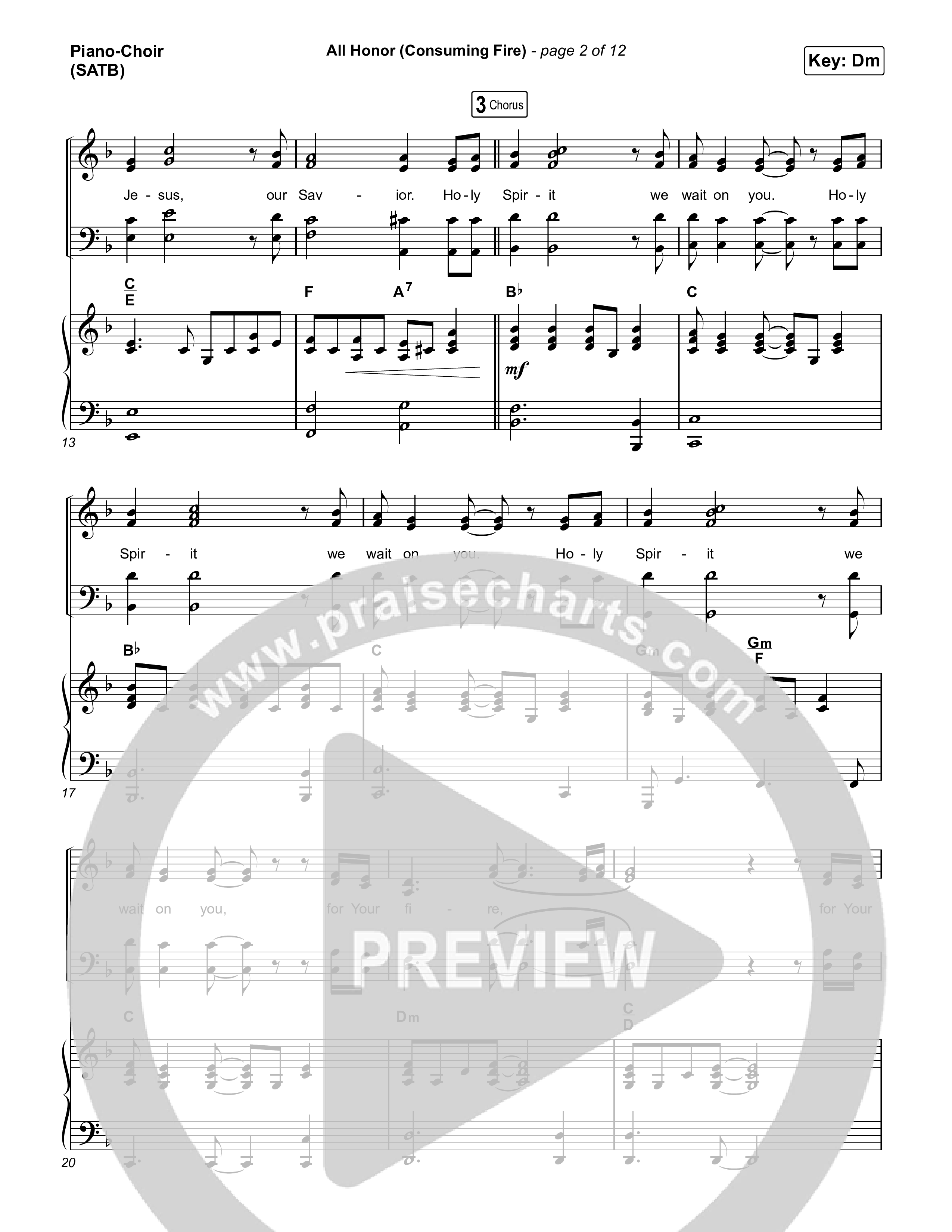 All Honor (Consuming Fire) Piano/Vocal Pack (Jesus Image)