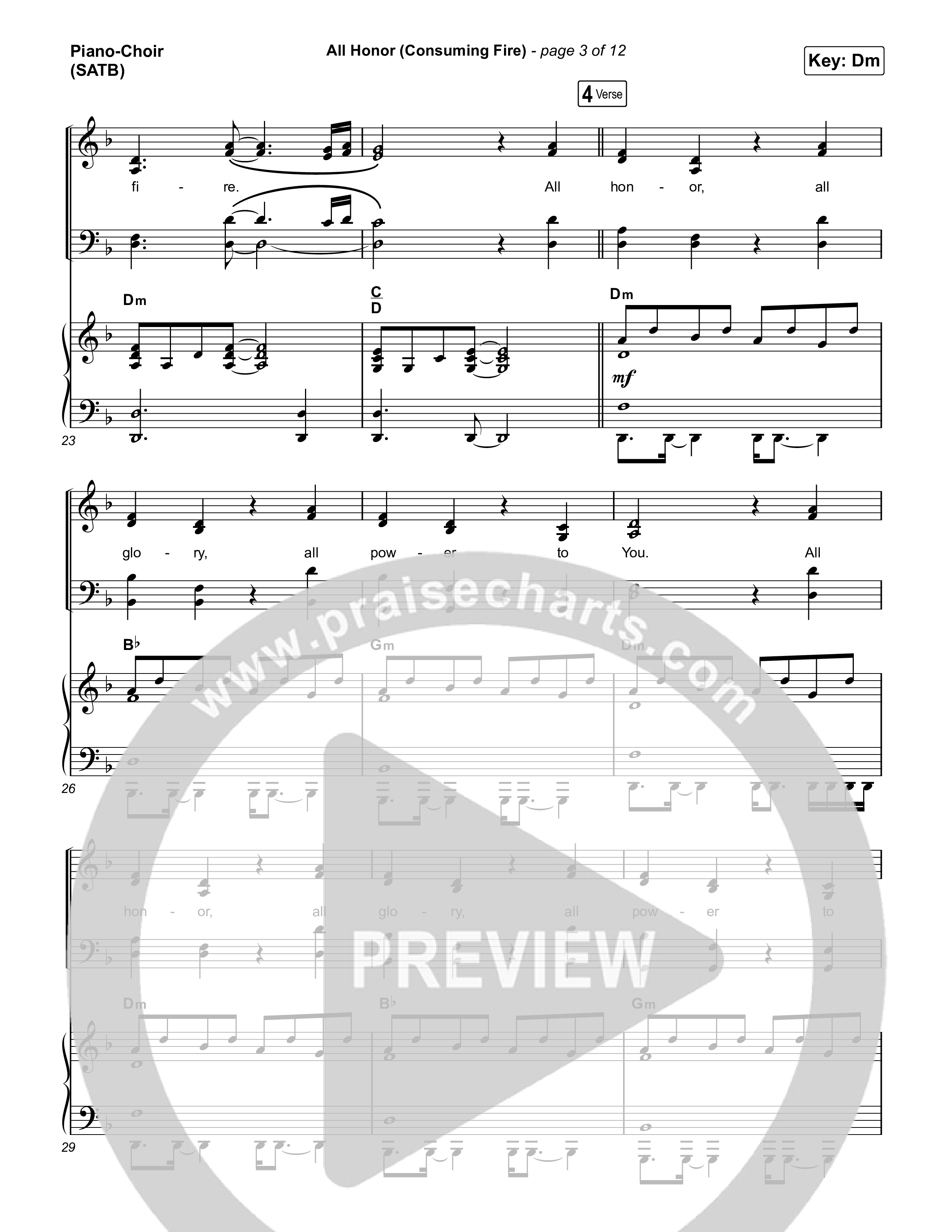 All Honor (Consuming Fire) Piano/Vocal Pack (Jesus Image)