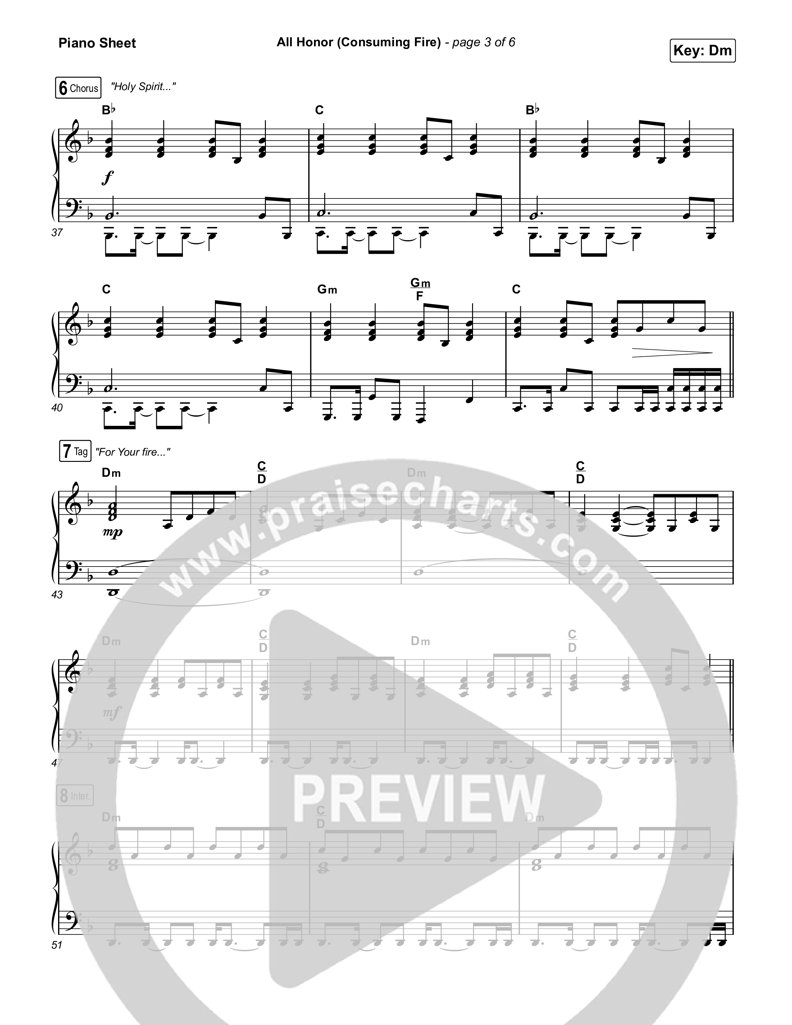 All Honor (Consuming Fire) Piano Sheet (Jesus Image)