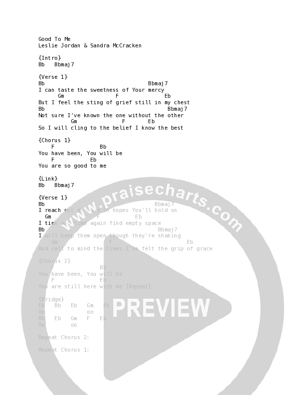 Good To Me Chord Chart (Leslie Jordan)