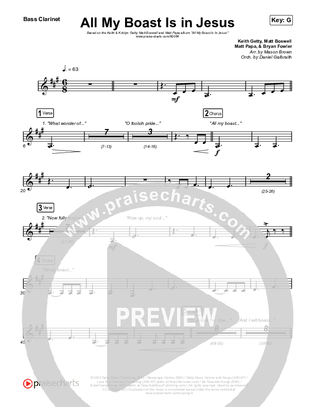 All My Boast Is In Jesus Bass Clarinet (Matt Boswell / Matt Papa / Keith & Kristyn Getty)