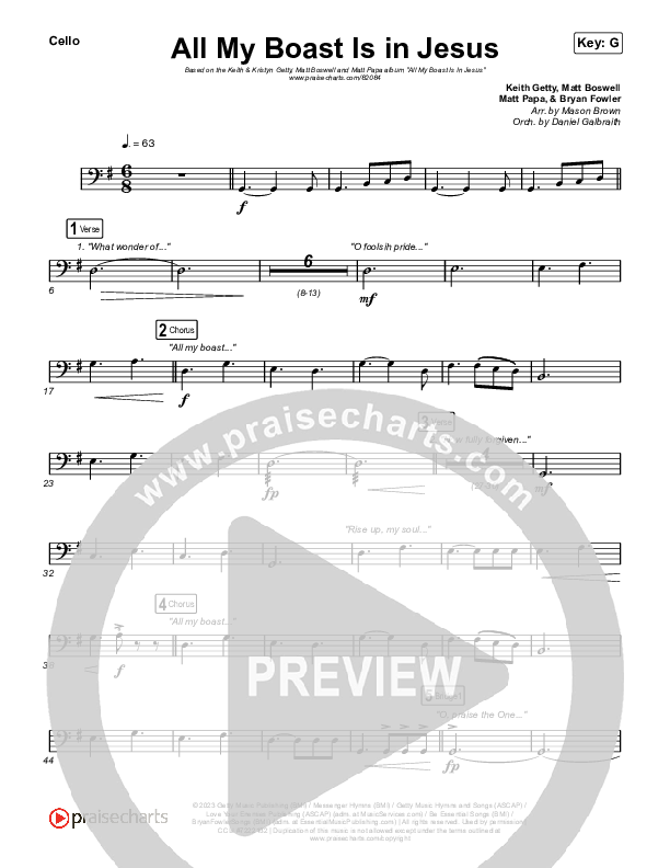 All My Boast Is In Jesus Cello (Matt Boswell / Matt Papa / Keith & Kristyn Getty)