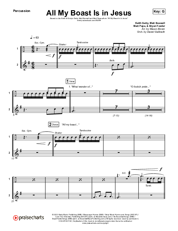 All My Boast Is In Jesus Percussion (Matt Boswell / Matt Papa / Keith & Kristyn Getty)