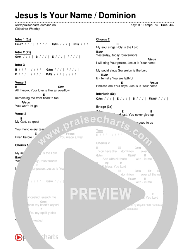 Jesus Is Your Name / Dominion Chords & Lyrics (Citipointe Worship)