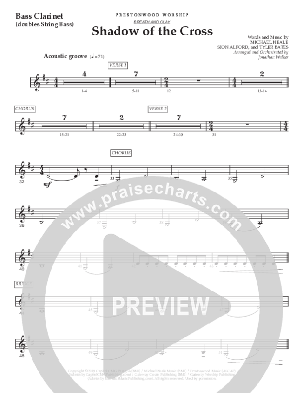 Shadow Of The Cross (Choral Anthem SATB) Bass Clarinet (Prestonwood Worship / Prestonwood Choir / Arr. Jonathan Walker)