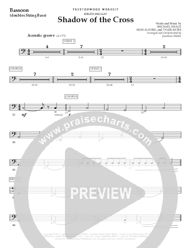 Shadow Of The Cross (Choral Anthem SATB) Bassoon (Prestonwood Worship / Prestonwood Choir / Arr. Jonathan Walker)