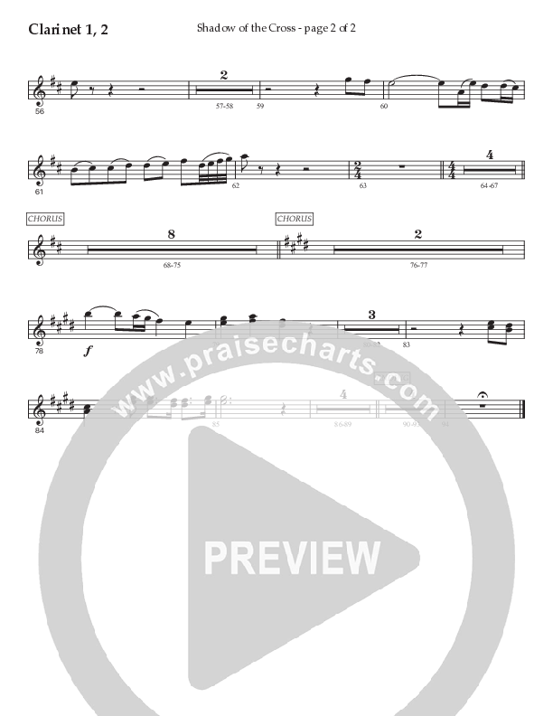 Shadow Of The Cross (Choral Anthem SATB) Clarinet 1/2 (Prestonwood Worship / Prestonwood Choir / Arr. Jonathan Walker)