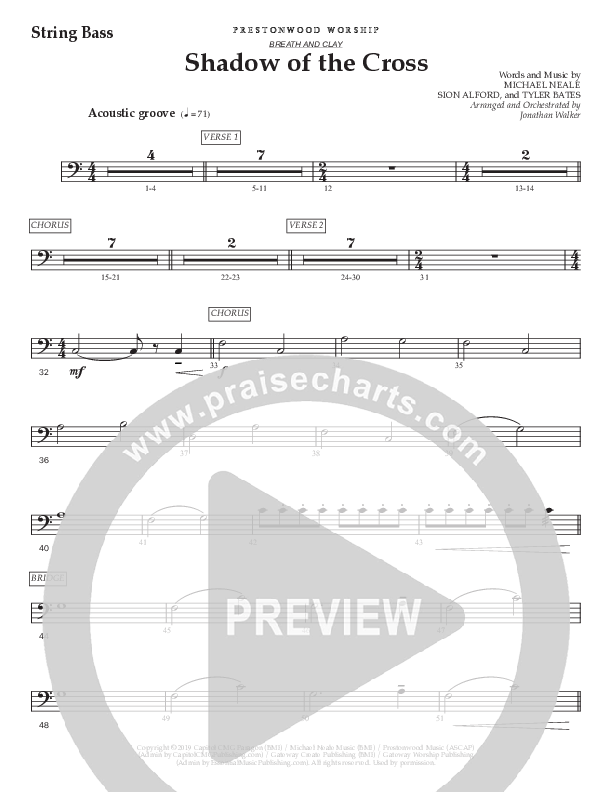 Shadow Of The Cross (Choral Anthem SATB) Double Bass (Prestonwood Worship / Prestonwood Choir / Arr. Jonathan Walker)