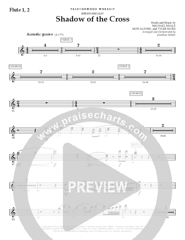Shadow Of The Cross (Choral Anthem SATB) Flute 1/2 (Prestonwood Worship / Prestonwood Choir / Arr. Jonathan Walker)