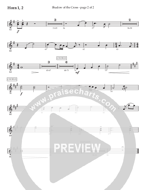 Shadow Of The Cross (Choral Anthem SATB) French Horn 1/2 (Prestonwood Worship / Prestonwood Choir / Arr. Jonathan Walker)