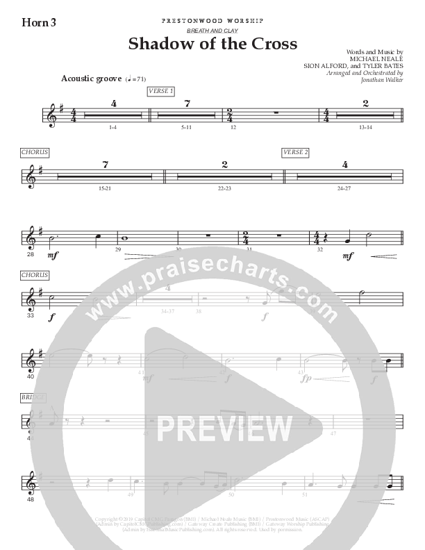 Shadow Of The Cross (Choral Anthem SATB) French Horn 3 (Prestonwood Worship / Prestonwood Choir / Arr. Jonathan Walker)