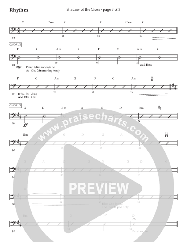 Shadow Of The Cross (Choral Anthem SATB) Rhythm Chart (Prestonwood Worship / Prestonwood Choir / Arr. Jonathan Walker)