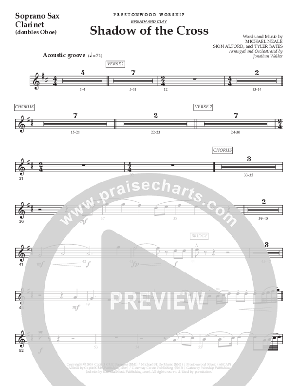Shadow Of The Cross (Choral Anthem SATB) Soprano Sax (Prestonwood Worship / Prestonwood Choir / Arr. Jonathan Walker)