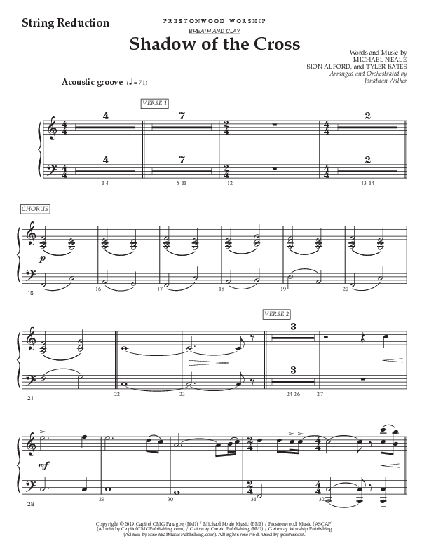 Shadow Of The Cross (Choral Anthem SATB) String Reduction (Prestonwood Worship / Prestonwood Choir / Arr. Jonathan Walker)