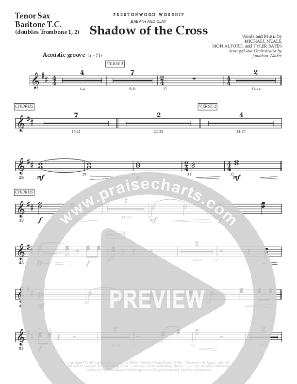 Shadow Of The Cross (Choral Anthem SATB) Tenor Sax/Baritone T.C. (Prestonwood Worship / Prestonwood Choir / Arr. Jonathan Walker)