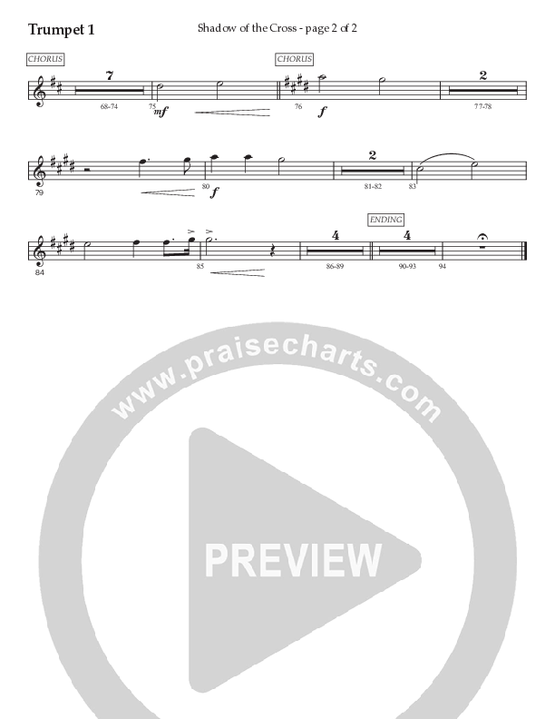 Shadow Of The Cross (Choral Anthem SATB) Trumpet 1 (Prestonwood Worship / Prestonwood Choir / Arr. Jonathan Walker)