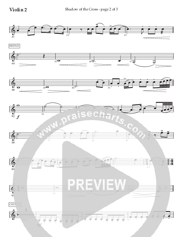 Shadow Of The Cross (Choral Anthem SATB) Violin 2 (Prestonwood Worship / Prestonwood Choir / Arr. Jonathan Walker)