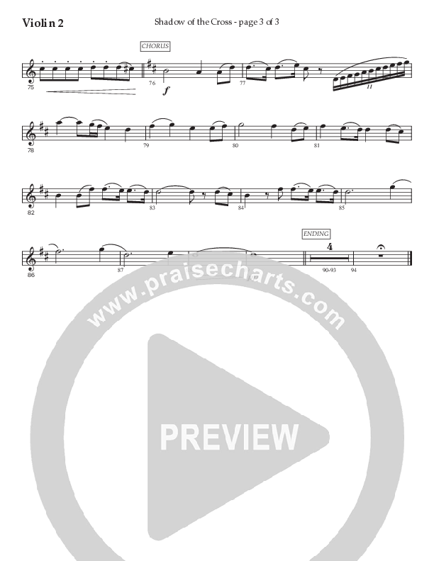 Shadow Of The Cross (Choral Anthem SATB) Violin 2 (Prestonwood Worship / Prestonwood Choir / Arr. Jonathan Walker)