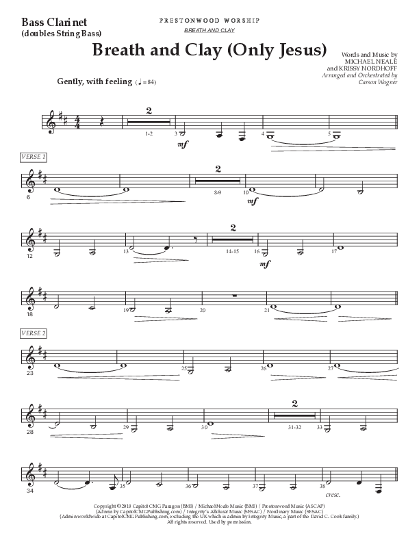 Breath And Clay (Only Jesus) (Choral Anthem SATB) Bass Clarinet (Prestonwood Worship / Prestonwood Choir / Arr. Carson Wagner)