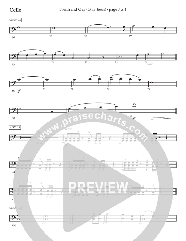 Breath And Clay (Only Jesus) (Choral Anthem SATB) Cello (Prestonwood Worship / Prestonwood Choir / Arr. Carson Wagner)