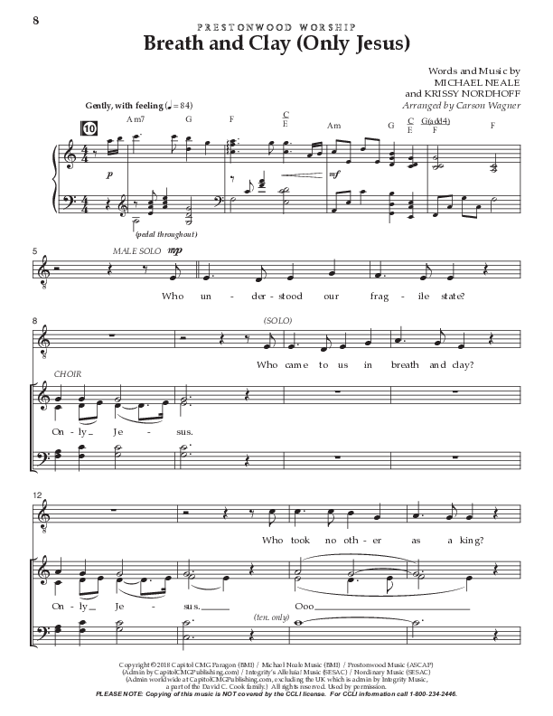 Breath And Clay (Only Jesus) (Choral Anthem SATB) Choir Sheet CH (Prestonwood Worship / Prestonwood Choir / Arr. Carson Wagner)