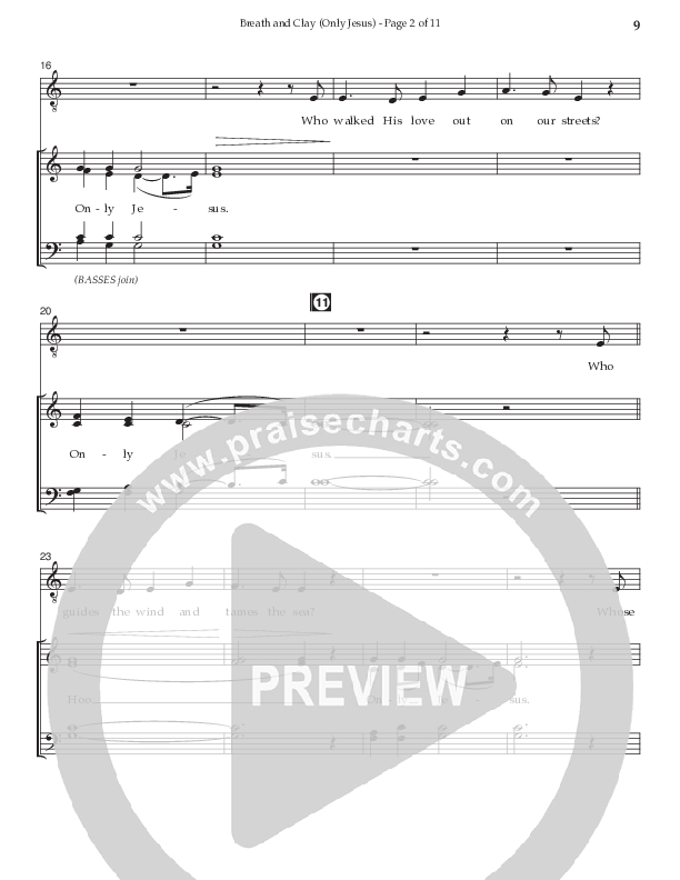 Breath And Clay (Only Jesus) (Choral Anthem SATB) Choir Sheet CH (Prestonwood Worship / Prestonwood Choir / Arr. Carson Wagner)