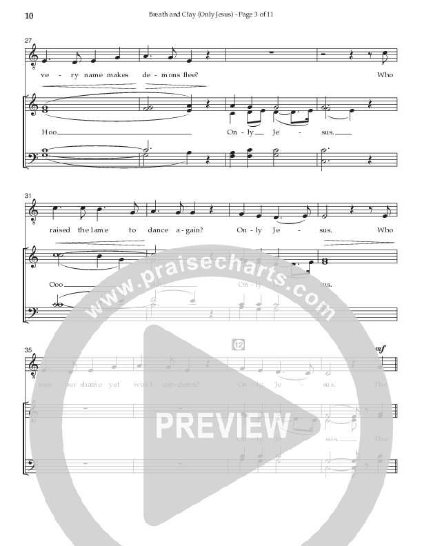 Breath And Clay (Only Jesus) (Choral Anthem SATB) Choir Sheet CH (Prestonwood Worship / Prestonwood Choir / Arr. Carson Wagner)