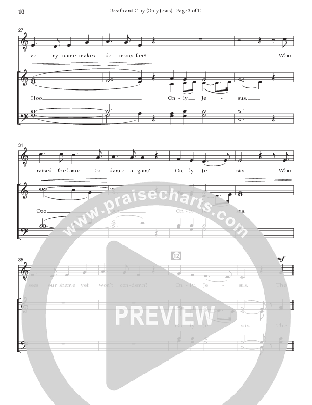 Breath And Clay (Only Jesus) (Choral Anthem SATB) Choir Sheet CH (Prestonwood Worship / Prestonwood Choir / Arr. Carson Wagner)