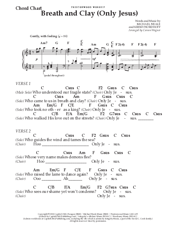 Breath And Clay (Only Jesus) (Choral Anthem SATB) Chords & Lyrics (Prestonwood Worship / Prestonwood Choir / Arr. Carson Wagner)