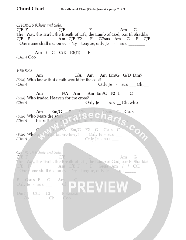 Breath And Clay (Only Jesus) (Choral Anthem SATB) Chords & Lyrics (Prestonwood Worship / Prestonwood Choir / Arr. Carson Wagner)