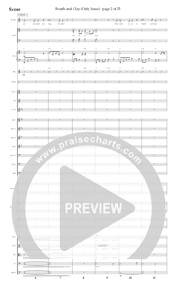 Breath And Clay (Only Jesus) (Choral Anthem SATB) Orchestration (Prestonwood Worship / Prestonwood Choir / Arr. Carson Wagner)