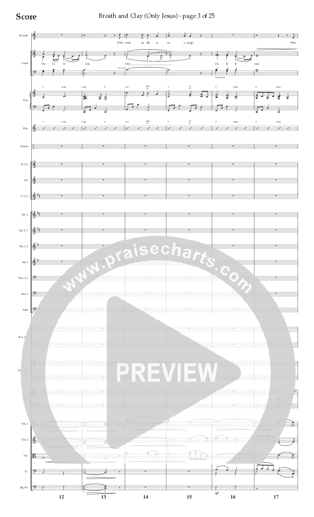 Breath And Clay (Only Jesus) (Choral Anthem SATB) Conductor's Score (Prestonwood Worship / Prestonwood Choir / Arr. Carson Wagner)