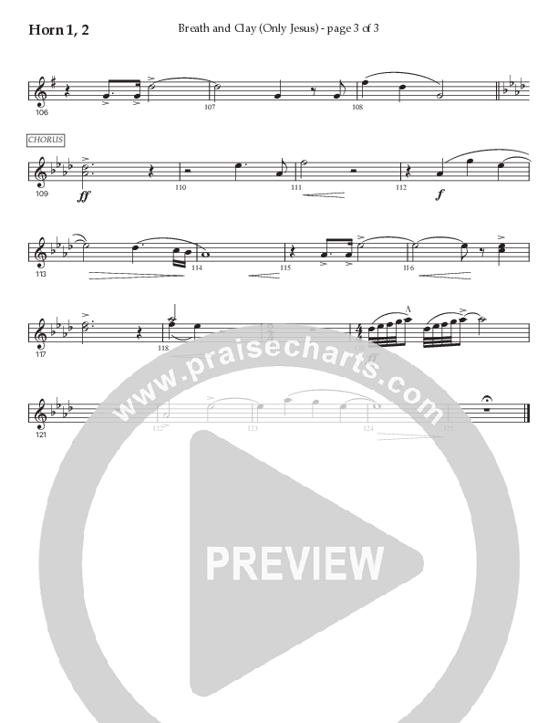 Breath And Clay (Only Jesus) (Choral Anthem SATB) French Horn 1/2 (Prestonwood Worship / Prestonwood Choir / Arr. Carson Wagner)