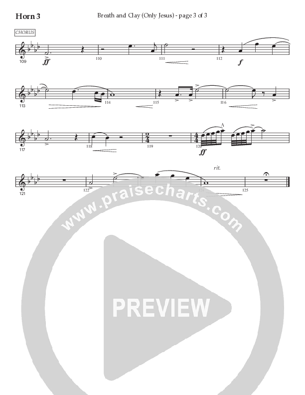 Breath And Clay (Only Jesus) (Choral Anthem SATB) French Horn 3 (Prestonwood Worship / Prestonwood Choir / Arr. Carson Wagner)