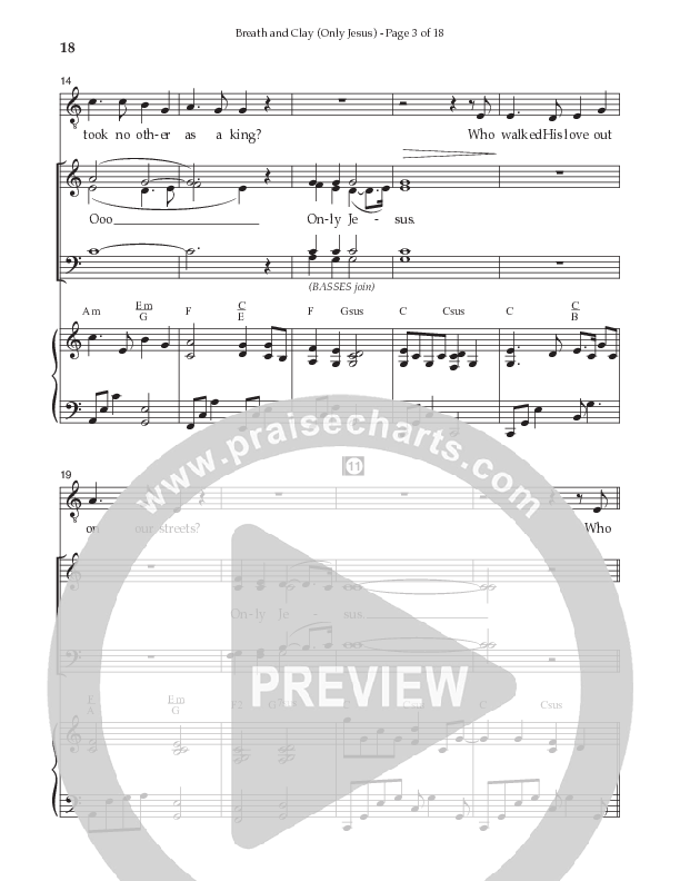 Breath And Clay (Only Jesus) (Choral Anthem SATB) Octavo (Vocals & Piano) (Prestonwood Worship / Prestonwood Choir / Arr. Carson Wagner)