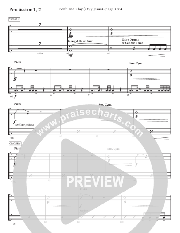 Breath And Clay (Only Jesus) (Choral Anthem SATB) Percussion (Prestonwood Worship / Prestonwood Choir / Arr. Carson Wagner)