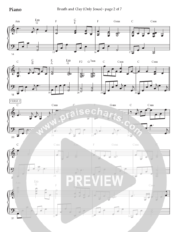 Breath And Clay (Only Jesus) (Choral Anthem SATB) Piano Sheet (Prestonwood Worship / Prestonwood Choir / Arr. Carson Wagner)