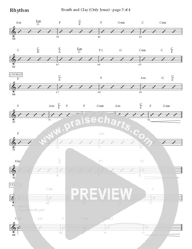 Breath And Clay (Only Jesus) (Choral Anthem SATB) Rhythm Chart (Prestonwood Worship / Prestonwood Choir / Arr. Carson Wagner)